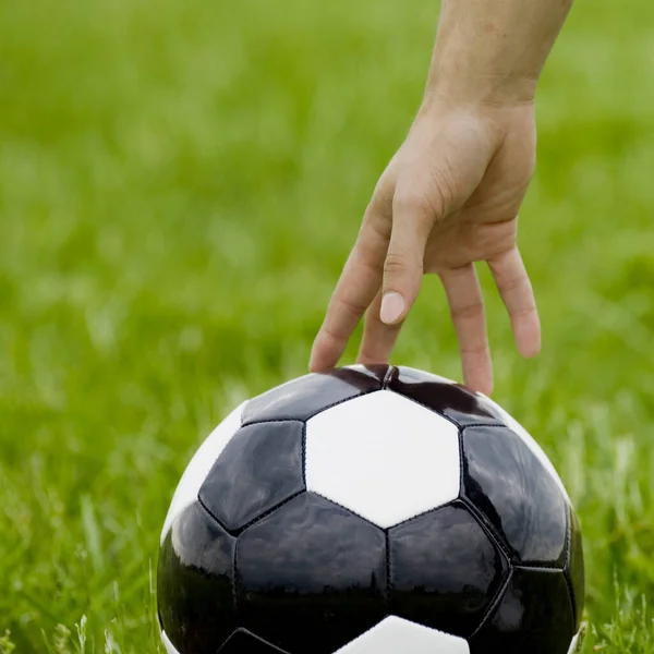 Voetbal Groen Gras — Stockfoto