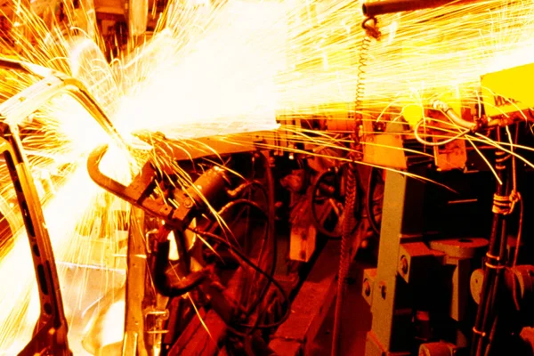 Robots Welding Automobile Van Bodies Baltimore Maryland Usa — Stock Photo, Image