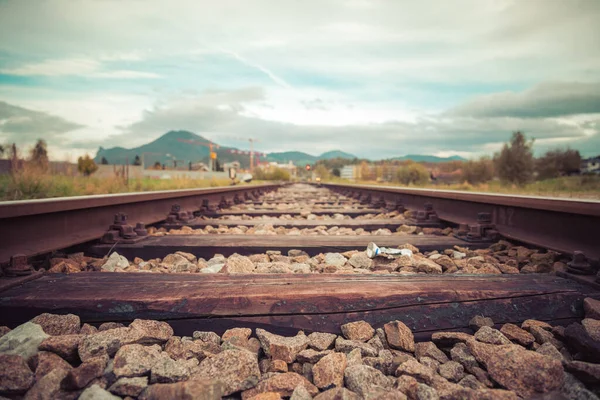 Bahngleise Auf Dem Bahngleis — Stockfoto