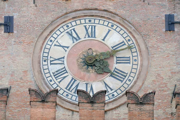Velho Relógio Palazzo Accursio Palazzo Comunale Bolonha Itália — Fotografia de Stock