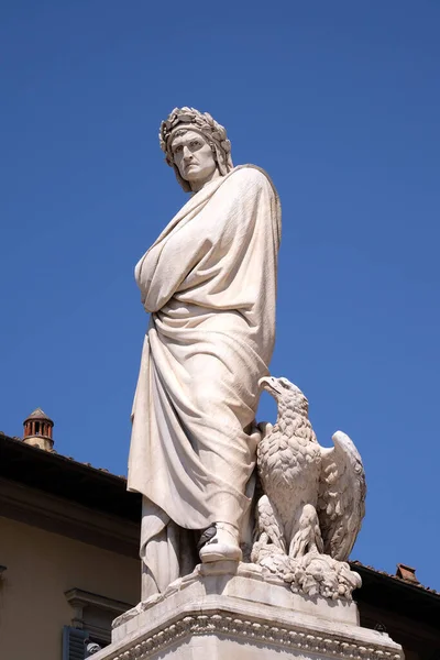 Estatua Dante Alighieri Plaza Santa Croce Florencia Italia — Foto de Stock
