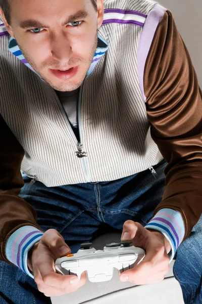 Man Playing Video Game Console — Stock Photo, Image