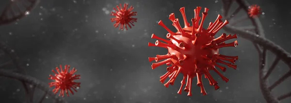 Células Vermelhas Vírus Forma Coração Renderização — Fotografia de Stock
