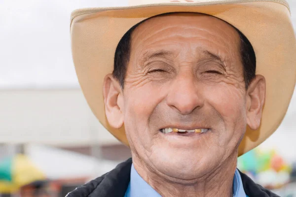 Portrait Senior Man Beard Hat — Stock Photo, Image