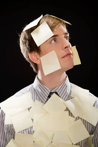 Man Paper Bag Black Background — Stock Photo, Image