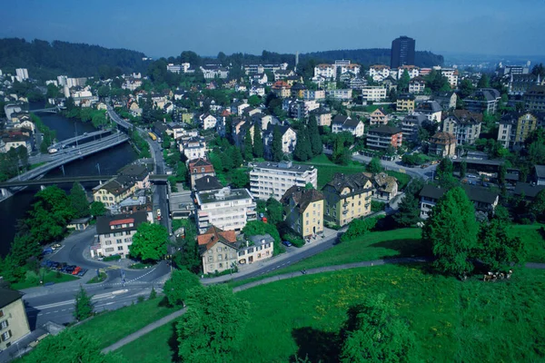 Blick Aus Der Vogelperspektive Auf Ein Stadtbild Luzern Schweiz — Stockfoto