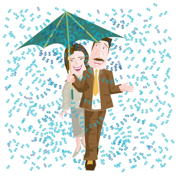 Vektor Illusztráció Egy Lány Esernyővel — Stock Fotó