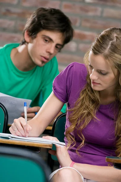 Jovem Estudante Estudando Sala Aula — Fotografia de Stock