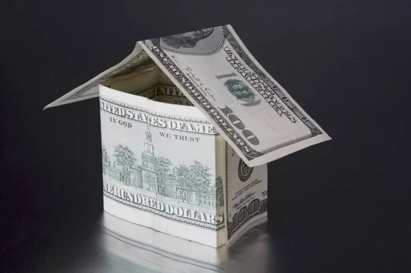 House Model Money Black Background — Stock Photo, Image