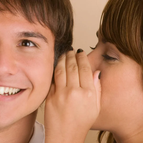 Close Young Couple Her Friend — Stock Photo, Image