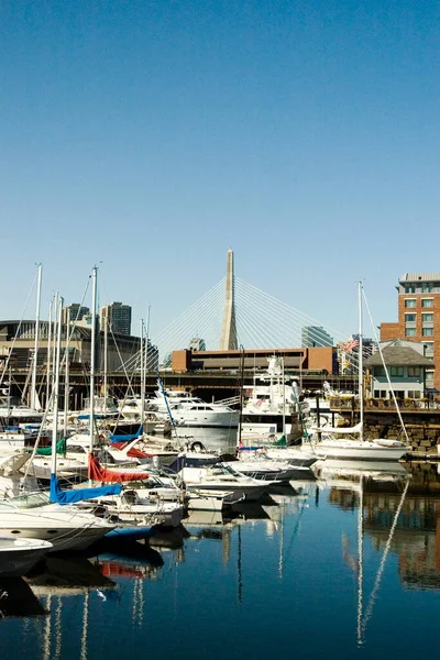 Boats Docked Harbor Boston Massachusetts Usa — Stock Photo, Image