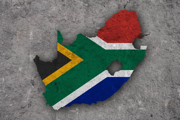 Mappa Bandiera Del Sudafrica Sul Cemento Armato — Foto Stock