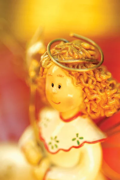 Decoração Natal Com Anjo Dourado — Fotografia de Stock