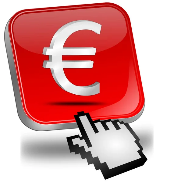 Knop Rood Met Euroteken Cursor Illustratie — Stockfoto