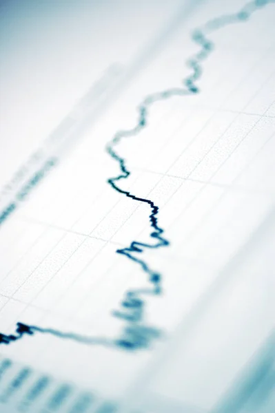 Finanzdiagramm Und Grafiken Liegen Auf Dem Tisch — Stockfoto
