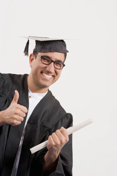 Portrait Happy Graduate Student Diploma — Stock Photo, Image