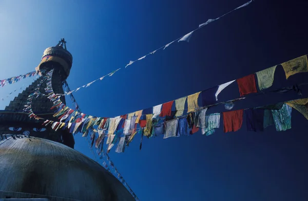 Colorful Prayer Flags Roof City — Stock Photo, Image