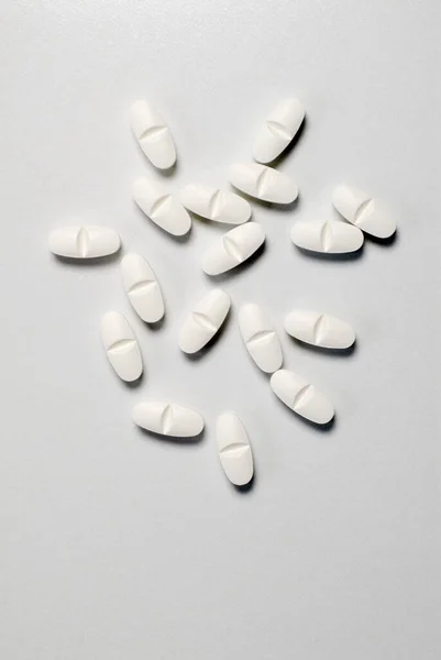 White Pills Black Background — Stock Photo, Image