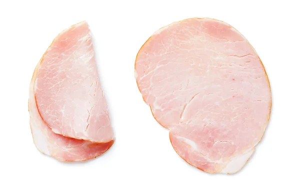 Geschnittene Geräucherte Schweinelende Isoliert Auf Weißem Hintergrund Blick Von Oben — Stockfoto