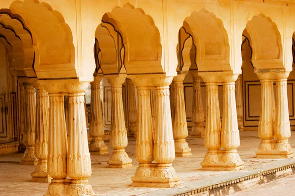 Pillared Corredores Forte Diwan Khas Amber Fort Jaipur Rajasthan India — Fotografia de Stock