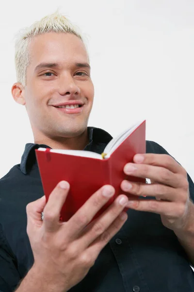 Portrait Young Man Reading Book — Stock Photo, Image