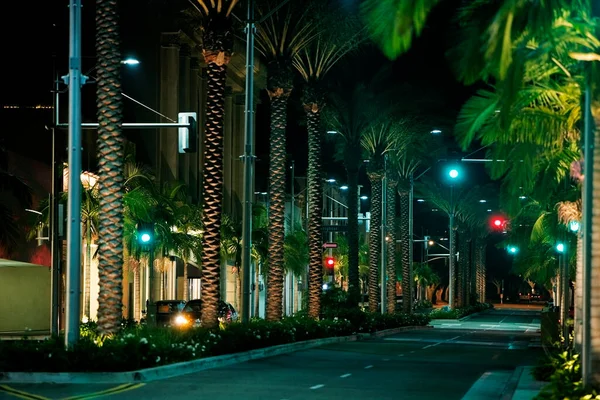 Οδός Νύχτα Rodeo Drive Λος Άντζελες Καλιφόρνια Ηπα — Φωτογραφία Αρχείου