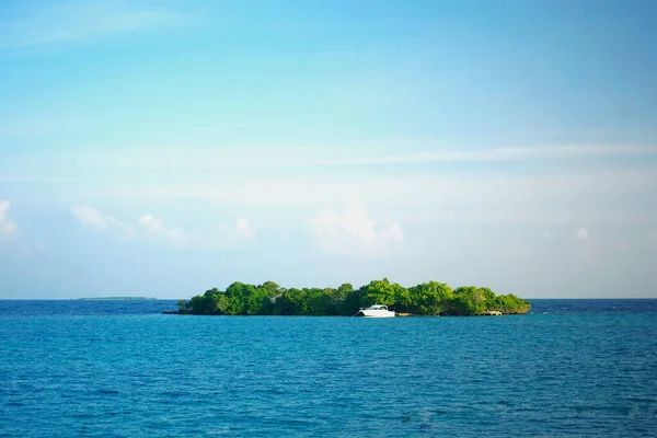 Belle Plage Tropicale Avec Mer Ciel Bleu — Photo