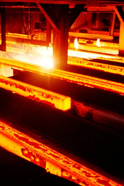 Oxygen Torches Cutting Steel Steel Mill Illinois Usa — Stock Photo, Image