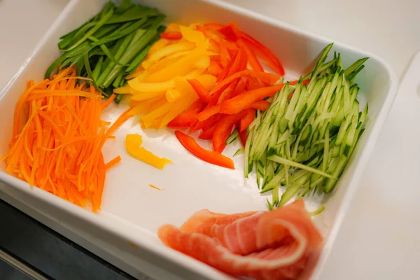 Frischgemüsesalat Mit Karotten Und Karotten — Stockfoto