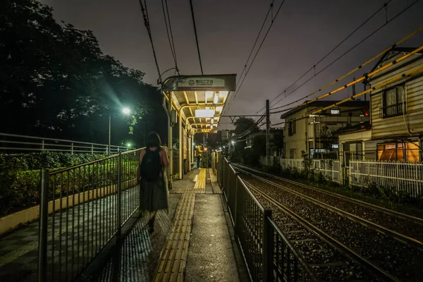 Toden Arakawa Linia Linii Widok Nocny Strzelanie Lokalizacja Tokio Metropolii — Zdjęcie stockowe