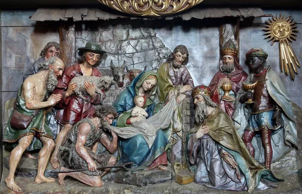 Presepe Pala Altare Nella Chiesa San Matteo Chitarra Croazia — Foto Stock