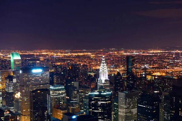 Вид Воздуха Город Освещенный Ночью Нью Йорк Штат Нью Йорк — стоковое фото