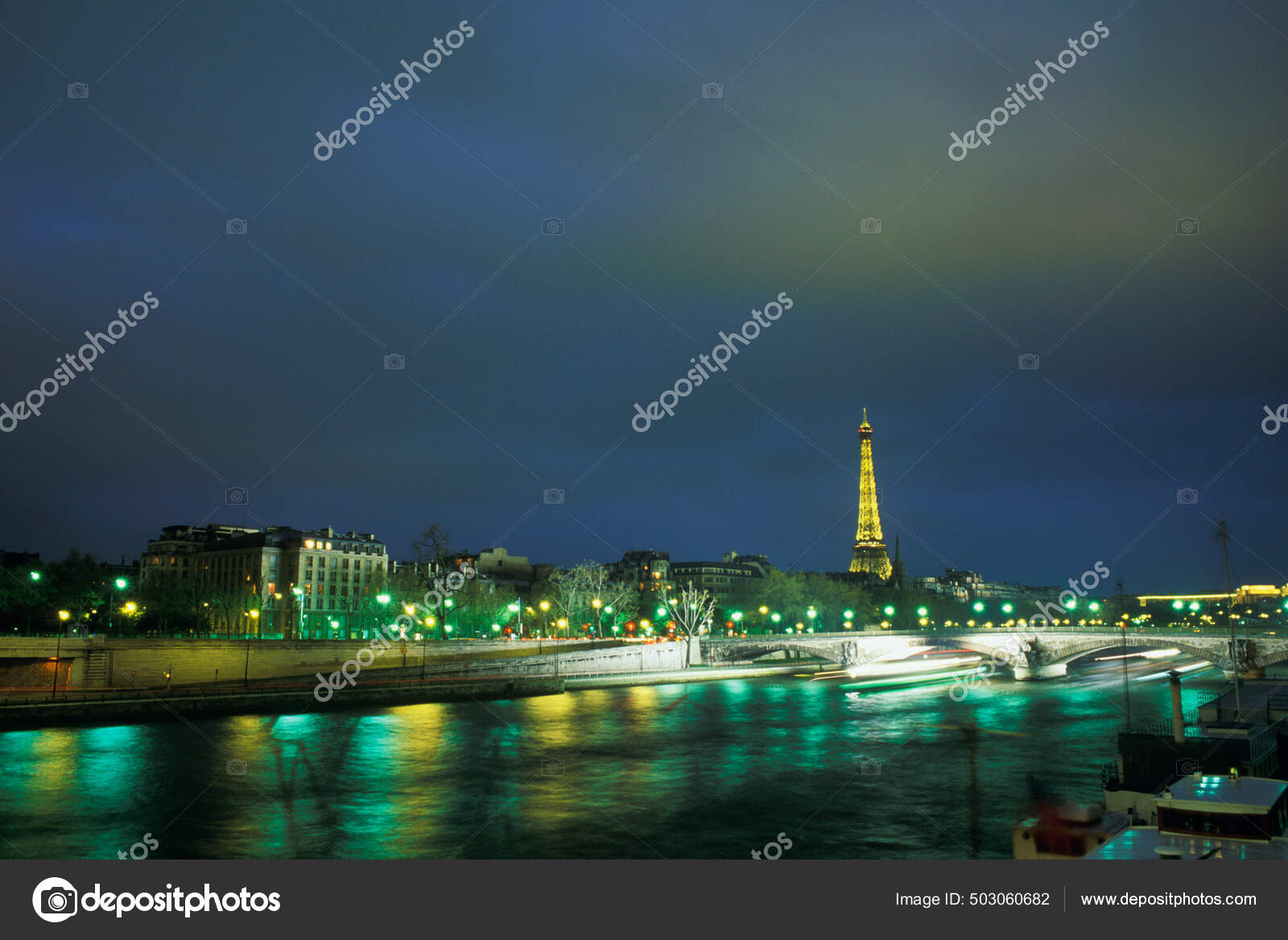Tower Lit Night Eiffel Tower Paris France Stock Editorial Photo