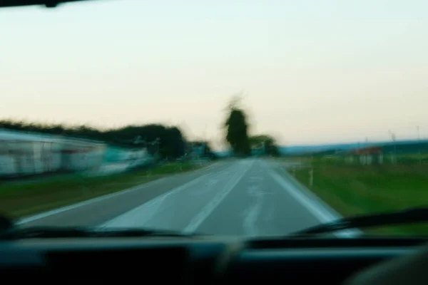 Uitzicht Weg Gezien Vanaf Een Auto Tsjechië — Stockfoto