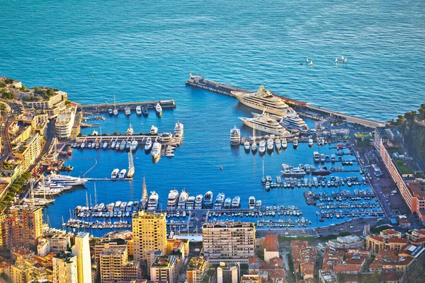 Monte Carlo Luksusowy Jacht Port Widok Lotu Ptaka Księstwo Monako — Zdjęcie stockowe