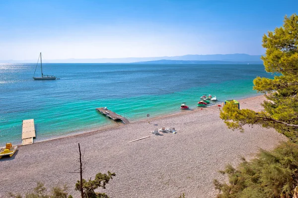 Zlatni Rata Famosa Playa Color Turquesa Bol Brac Vista Isla — Foto de Stock