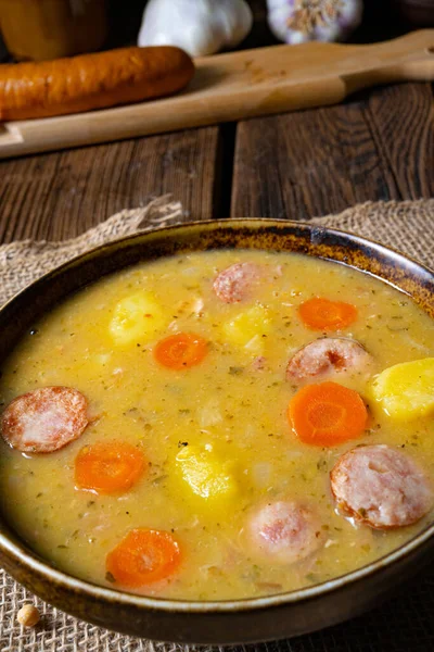 Sup Ayam Dengan Daging Dan Telur — Stok Foto