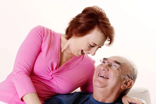 Portrait Happy Senior Couple Her Daughter — Stock Photo, Image