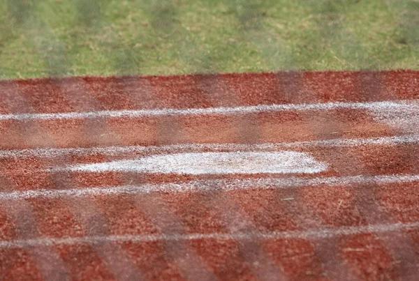 Primo Piano Della Casa Base Campo Baseball Vuoto — Foto Stock