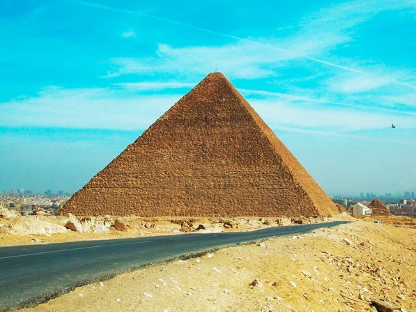 Pyramide Long Une Route Gizeh Pyramides Gizeh Caire Égypte — Photo