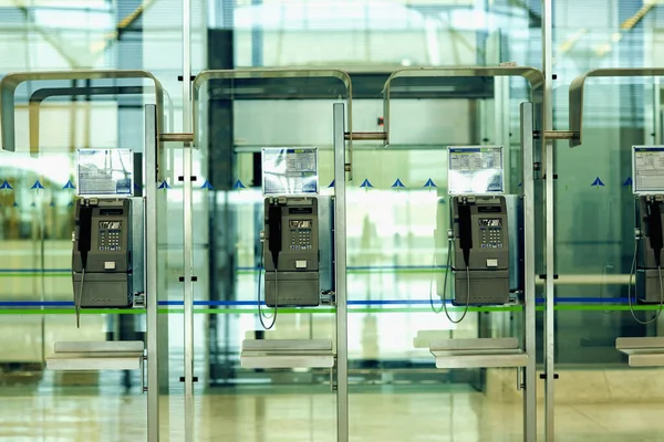 Close Telefones Públicos Aeroporto Madrid Espanha — Fotografia de Stock