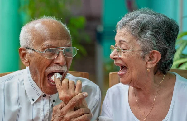 Πορτρέτο Του Ευτυχισμένου Ηλικιωμένου Ζευγαριού Σύζυγο Και Σύζυγο — Φωτογραφία Αρχείου
