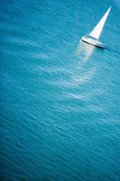 Vue Grand Angle Yacht Dans Mer — Photo