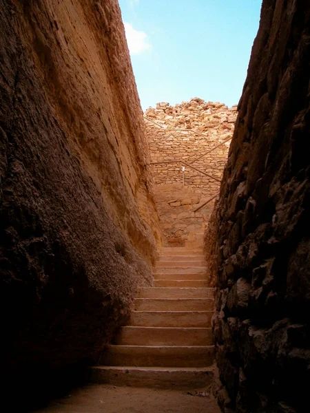 Vista Panorámica Baja Una Escalera Saqqara Egipto — Foto de Stock