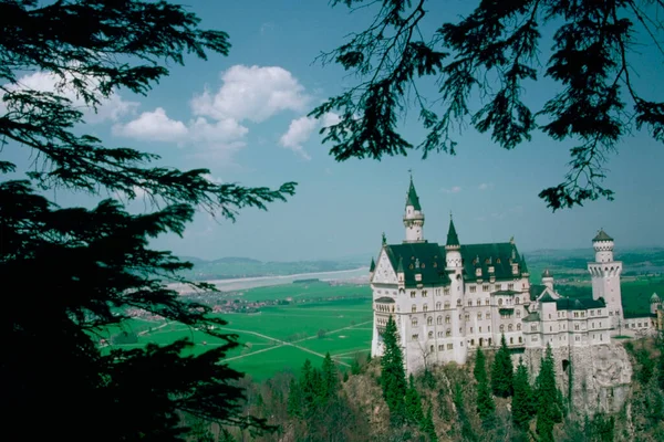 Vysoký Úhel Pohledu Zámek Zámek Neuschwanstein Bavorsko Německo — Stock fotografie