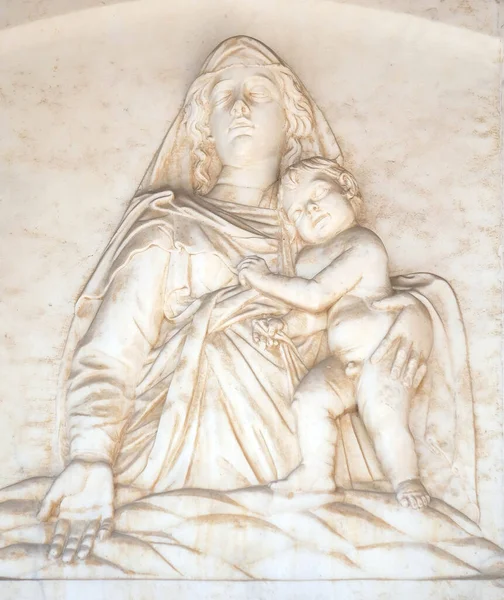 Madonna Child Andrea Gurdi Lunette Portal Cathedral Pisa Italy — Stock Photo, Image