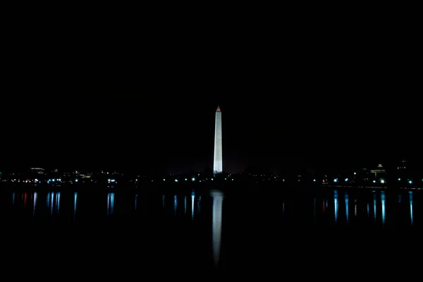 Wieża Oświetlona Nocy Washington Monument Waszyngton Usa — Zdjęcie stockowe