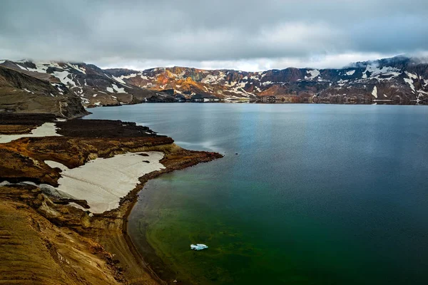 Jezioro Askja Pochmurny Dzień Islandia — Zdjęcie stockowe