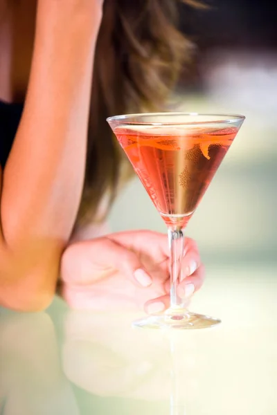 Woman Cocktail Hand Background Glass — Stock Photo, Image