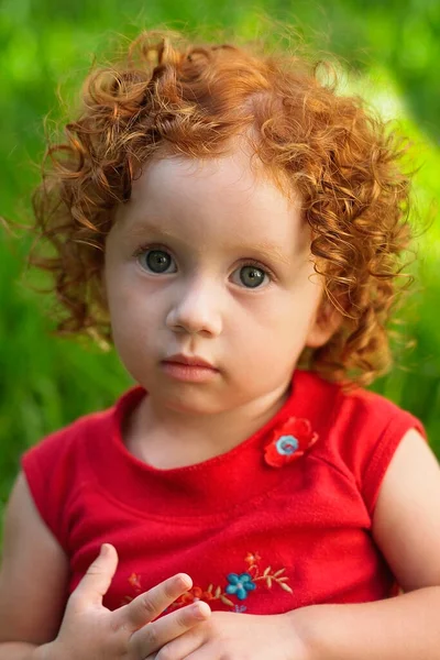 Portrait Cute Little Boy Red Eyes — Stock Photo, Image